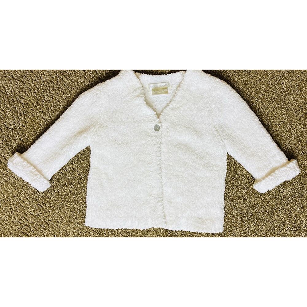 Barefoot Dreams Sz 6-12 Mths Wht 100% Cozy Chic Poly Microfiber Knit LS Sweater